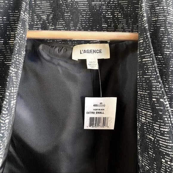 NWT L’AGENCE Black White Open Front Evening Jacket Blazer - Picture 9 of 9